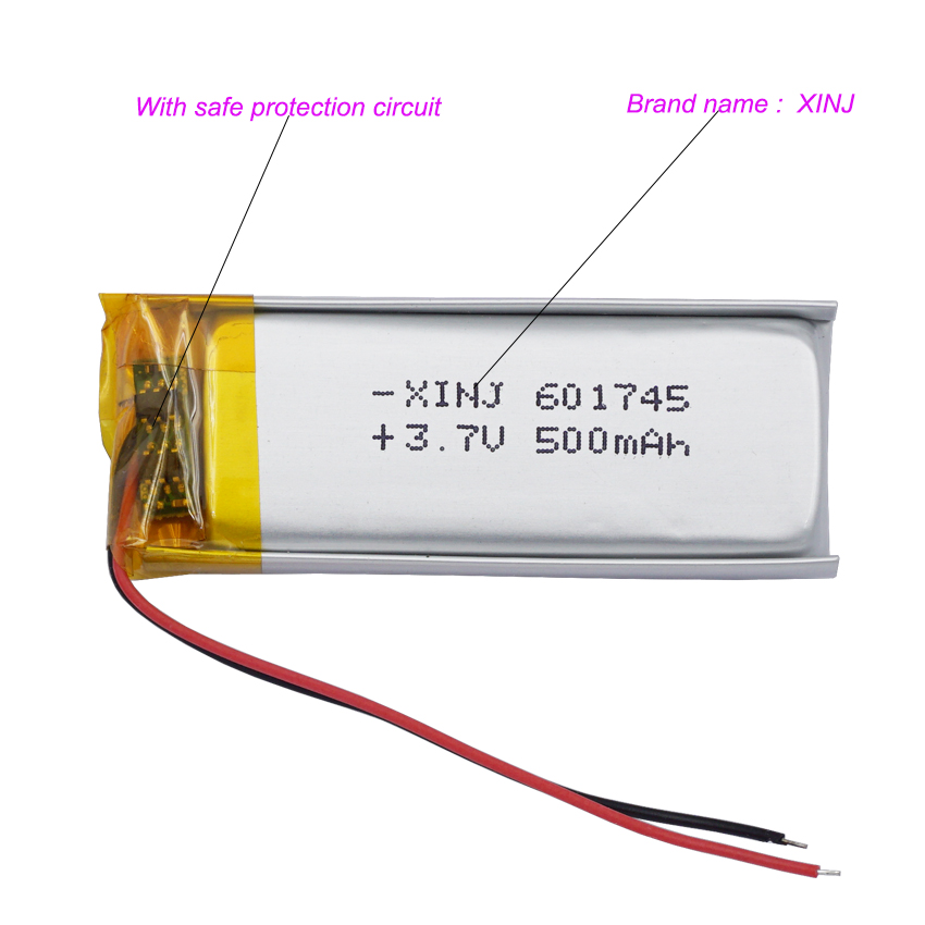 10 szt. 3.7V 500mAh 1.85Wh polimerowa bateria litowa Lipo 601745 do inteligentnego zegarka MP4 odtwarzacz muzyczny kamera DVR DVC