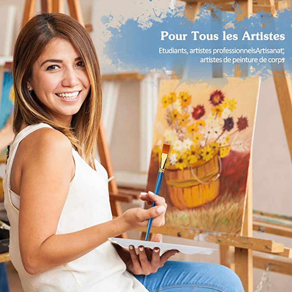 Artist Paint Brush With Palette Watercolor Wood Handle Painting Brushes Art Supplies Stationery