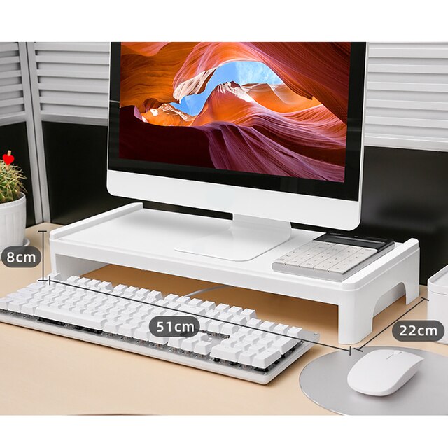 Multi-function Laptop Monitor Stand Keyboard Lockers Pencil-Case Stationery Books Various Bookshelves Storage Office Supplies: Type C white