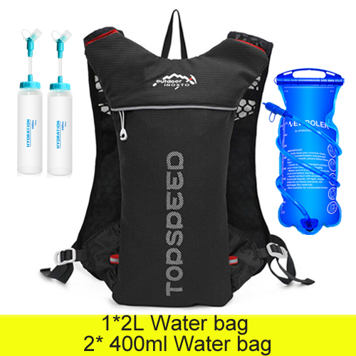 Pfad Laufen-5L Ultraleicht Rucksack Trink Joggen Weste Marathon- Fahrrad Wasser 400ml Flasche 2L Wasser Tasche: Schwarz 2.8L Wasser Tasche