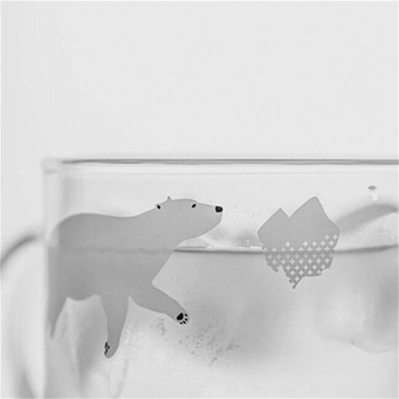 Wärme Beständig Glas Kaffee Becher Gedruckt Polar- Bär Pinguin Glas Wasser Tasse Glas Tee Becher Saft Glas Für Zu Hause Trinken utensilien