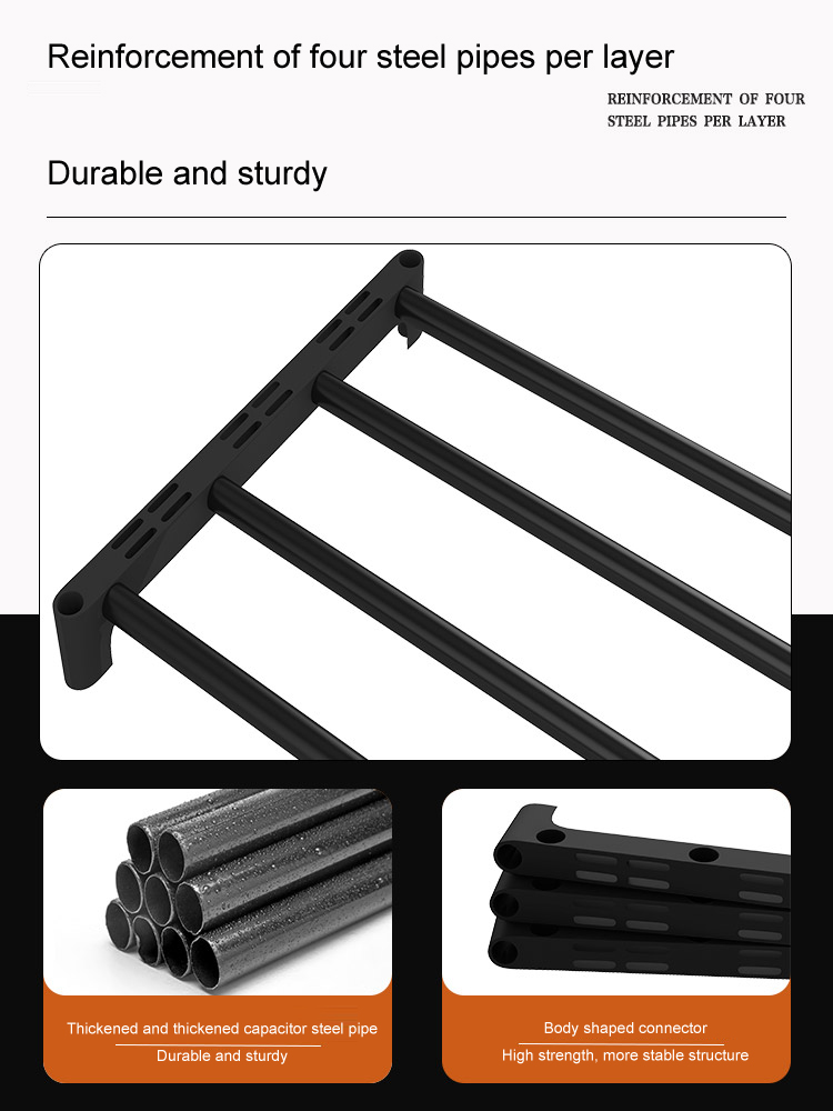 Black Elevated Shoe Rack Small Simple Multi-layer Shoe Cabinet Home Entrance Rental Housing Dormitory Storage Rack