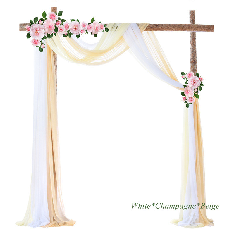 Bruiloft Boog Drape 29 "Breed 6.0 Yards Chiffon Stof Draperen Gordijn Draperie Ceremonie Receptie Swag: A Set