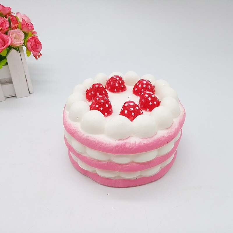 Nuovo rimbalzo lento giocattolo bello Squishy anti-fatica fragola mini torta, rimbalzo lento di ghiaccio crema morso un morso dell'unità di elaborazione di simulazione rainbo