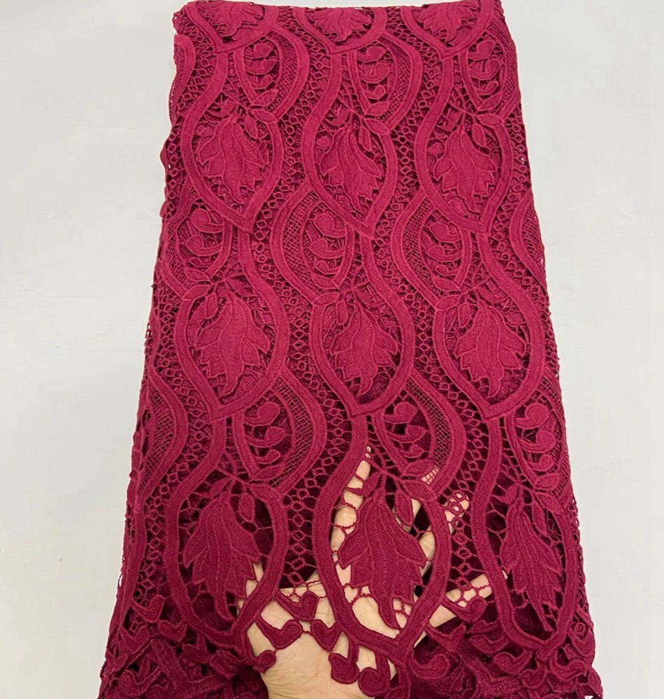 african guipure lace cord lace fabric embroidery water souble lace fabric french mesh lace fabric for wedding dress ML8519: color 4
