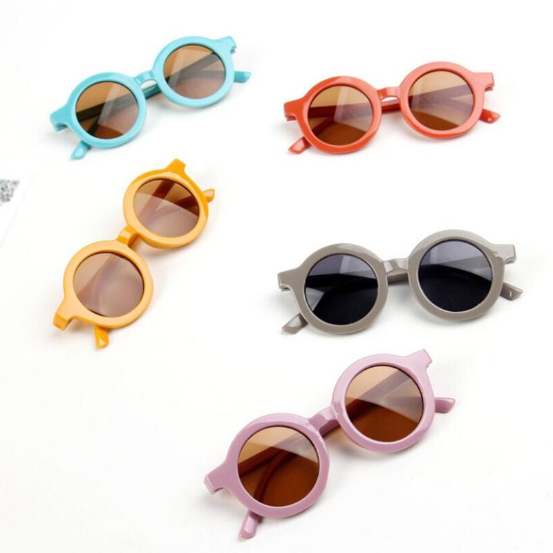 Gafas de sol con forma redonda para niños y niñas, anteojos de sol infantiles bonitos con de dibujos animados, gafas de sol redondas de estilo urbano, gafas de bebé