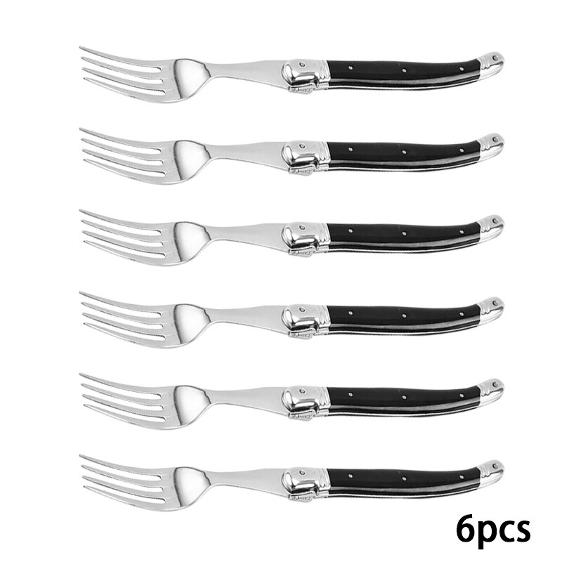 9'' Laguiole Steak Knifes Black Cutlery Dinner Knives Stainless Steel Dinnerware Restaurant Bar Kitchen Tableware set 4/6/10pcs: 6 PCS Fork
