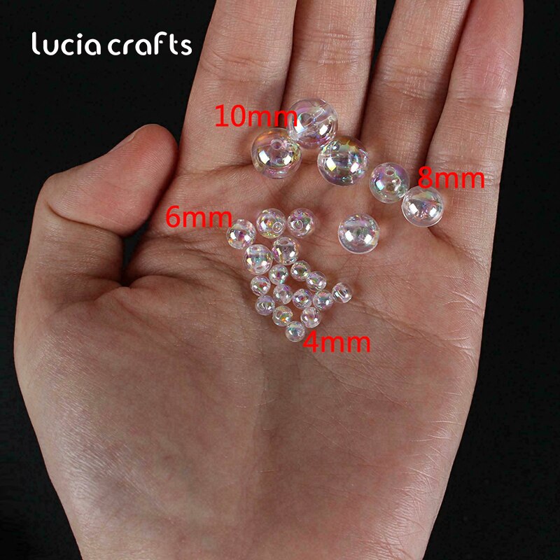4-12mm AB Color Transparent Imitation Pearl Bead ABS Clear Loose Round Spacer Bead DIY Bracelet Material Jewelry Making E1222