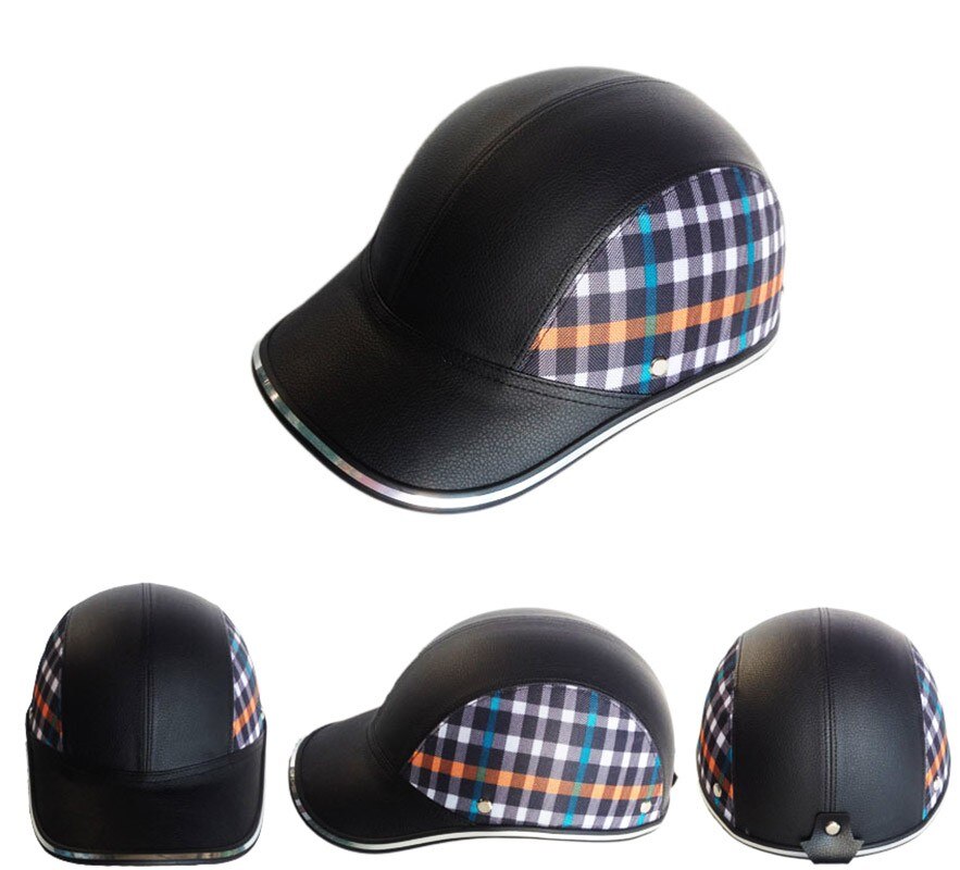 GRATIS SIZE PU Leer Motorfiets Open Half helmen Fiets Scooter Helm Vrouwelijke Moto Casco Baseball Cap gorras de beisbol: Grid