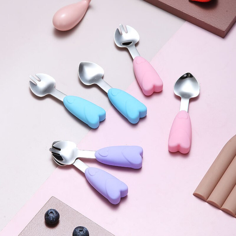 3Pcs/set Baby Silicone Bowl Infant Food Grade Complementary Feeding Tableware Set Baby Toddler Training Spoon Fork Set with Box