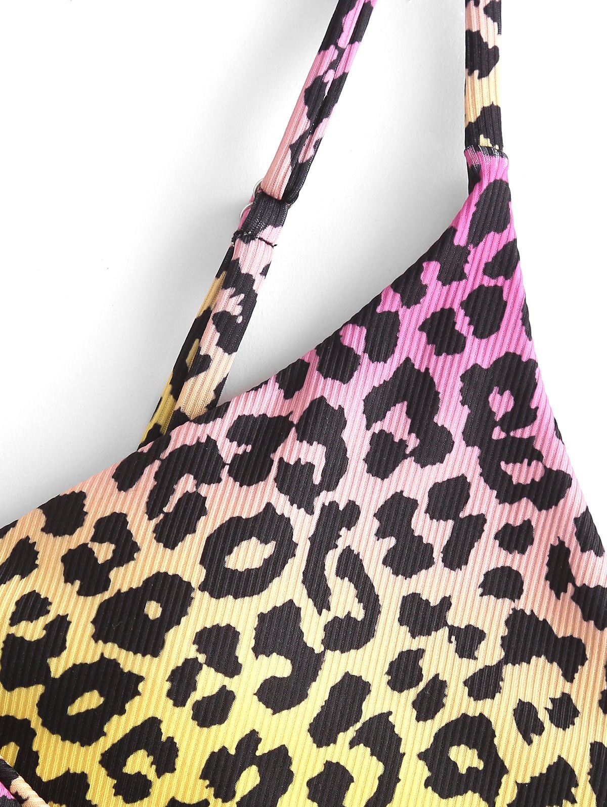 ZAFUL-Bikini con estampado de leopardo, traje de baño acanalado, envolvente