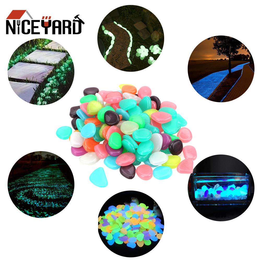 100 Pcs/Pack Artificial Luminous Stones Glowing Stones Rock Glow in the Dark Garden Pebbles for Walkway Aquarium Garden Yard