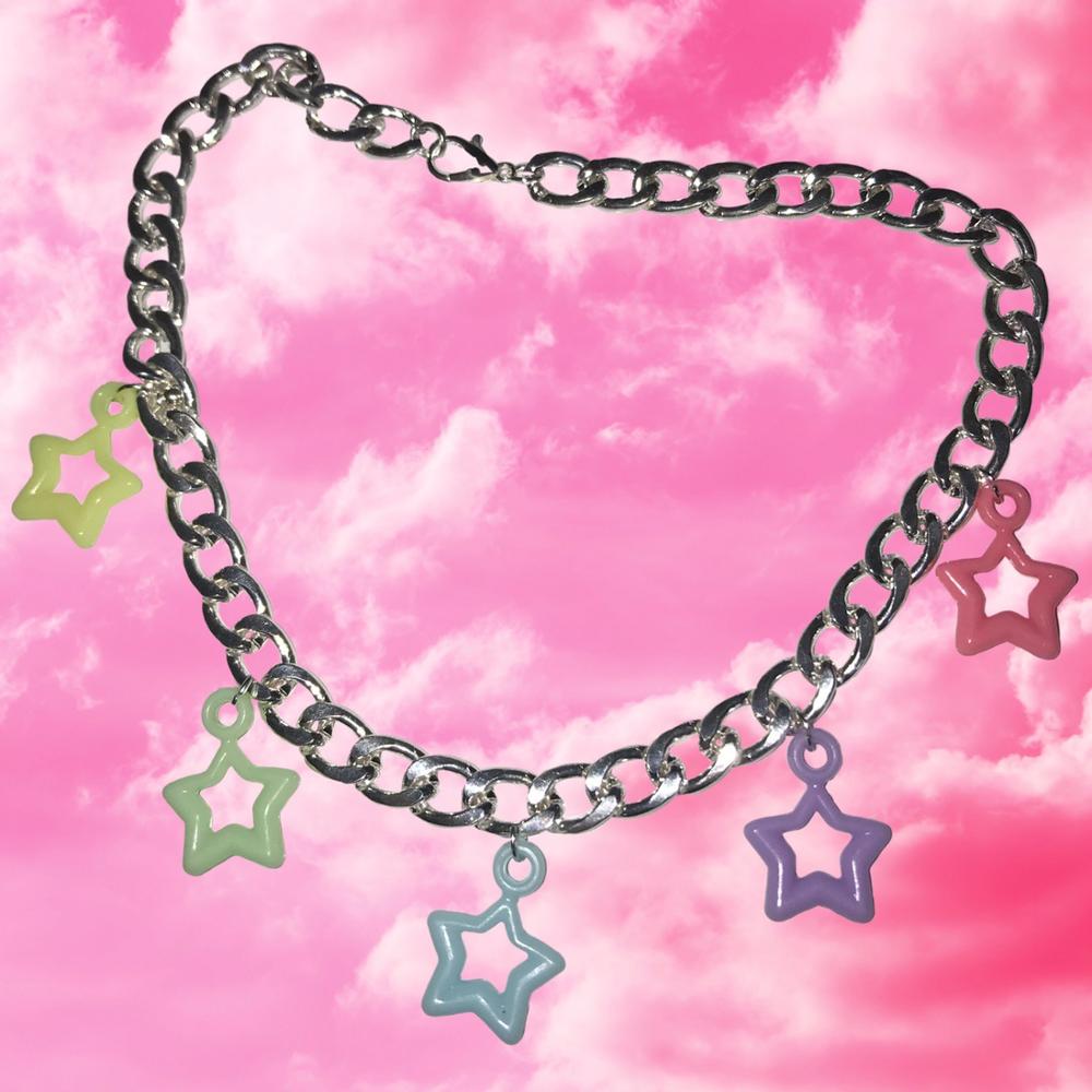 punk Arcobaleno stella Pendenti E Ciondoli Variopinto Della Collana Del girocollo per Le Donne Della Ragazza Acrilico Scava Fuori Geometrica Pendente Della Collana di Gioielli Harajuku