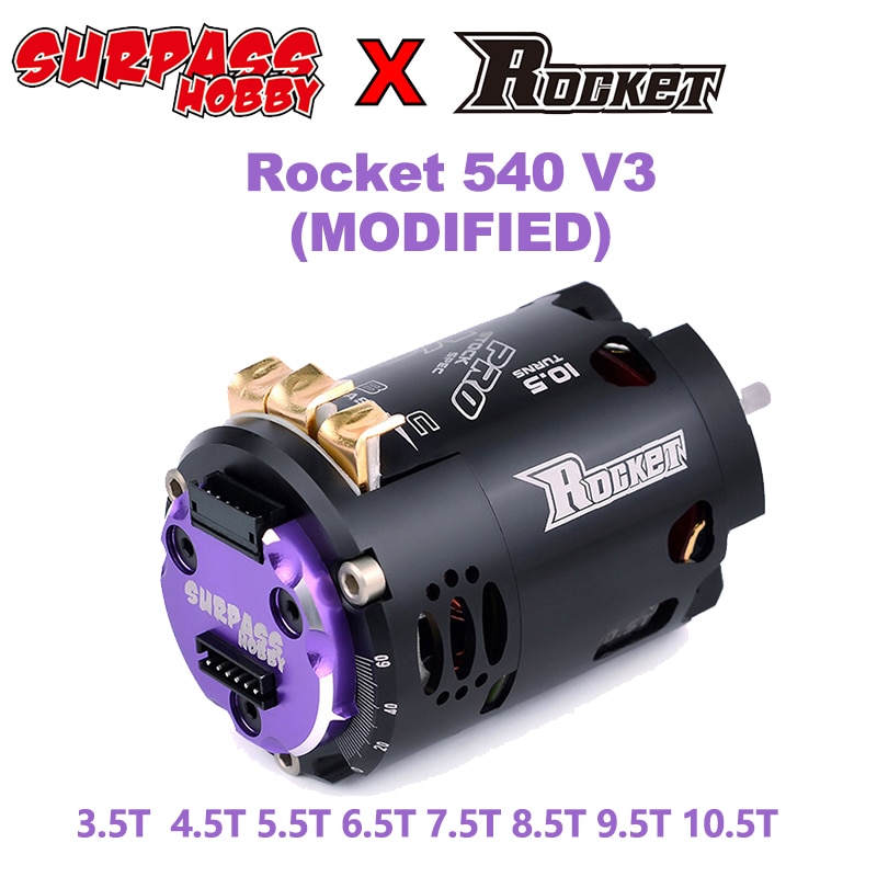 Surpass Hobby Rocket 540 V3 Pro (MODIFIED) Sensored Brushless Motor 3.5/4.5/5.5T For Electric Hub Motor 1/10 1/12 RC Drift Car