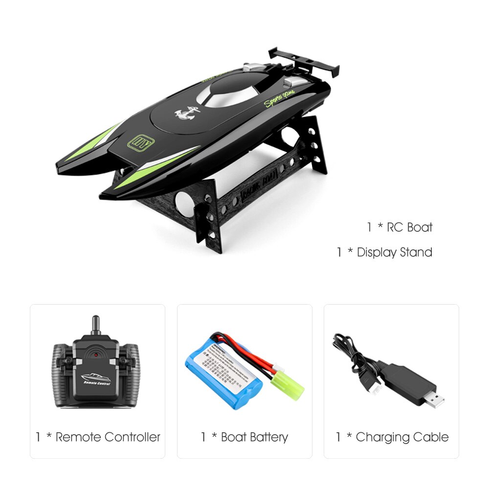 2.4G Radio Remote Control SpeedBoat Rowing 7.4V Capacity Battery Dual Motor Rc Boat 30km Per Hour Toys For Kids: black