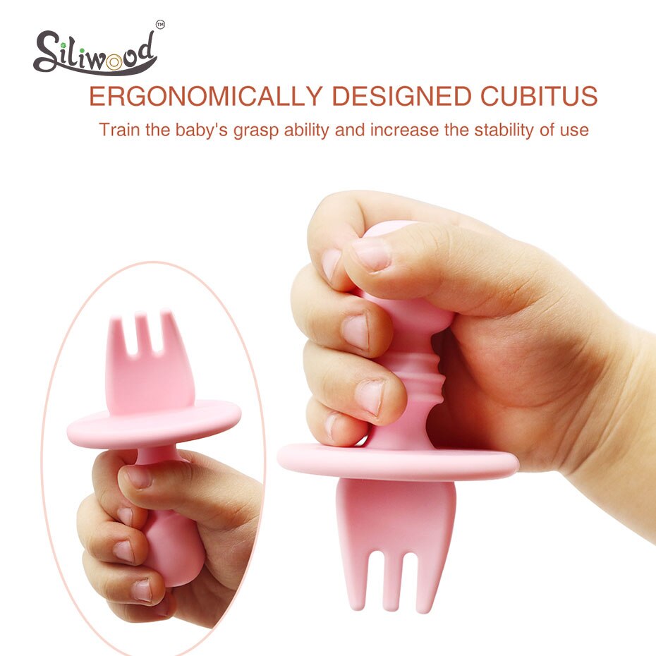 Kind Voeden Baby Bestek Houten Silicone Baby Veilig Voeden Zuigelingenvoeding Accessoires Cartoon Babyvoeding Lepel Vork