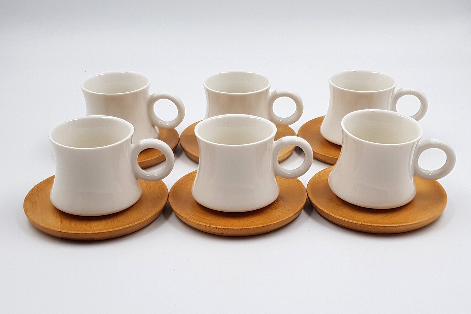 Tyrkisk kaffekop sæt med porcelæn bambusplade