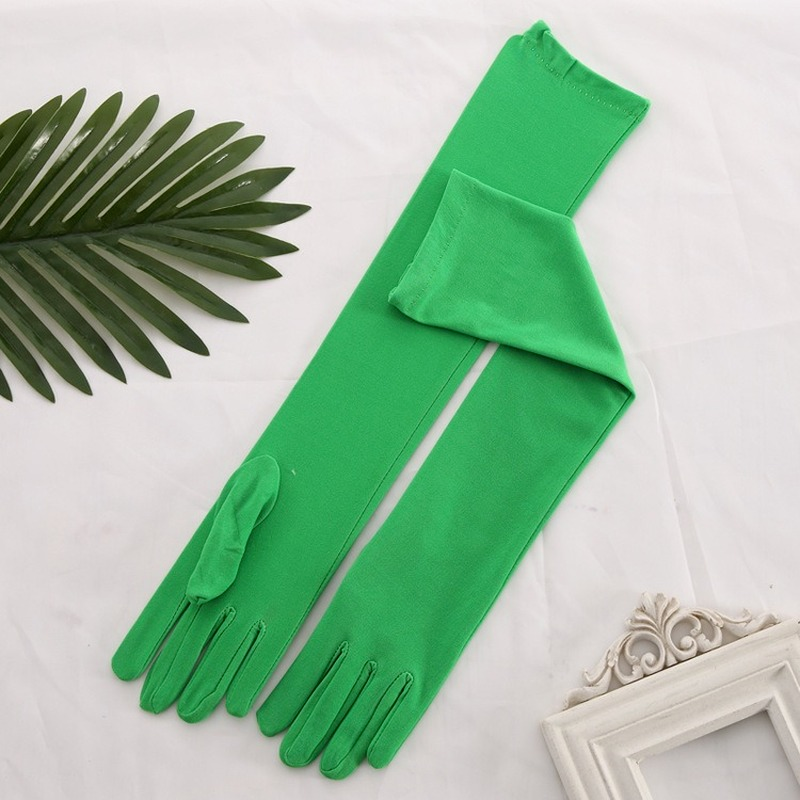 Guantes De boda largos para mujer, manoplas De satén para baile, color rojo, negro, blanco, marfil y rosa, 45CM De longitud