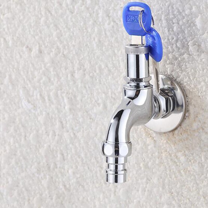 Anti-theft Faucet Water Tap with Lock Key Alloy/Brass Body Single Hole Key Switch Faucet Bibcocks for Kitchen Outdoor Garden