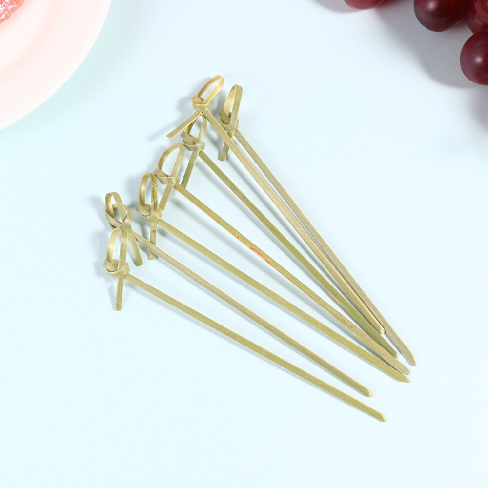 200 Pcs 10.5CM Disposable Thicken Cocktail Picks Knot Bamboo Fruit Appetizer Drink Food Picks Sticks Party Supplies (Black)
