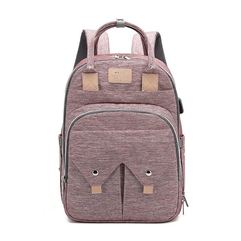Stijl Luiertas Multifunctionele Grote Volume Mother 'S Tas Usb Oplaadbare Verpleging Rugzak: Shoulder Cover Pinkish purple