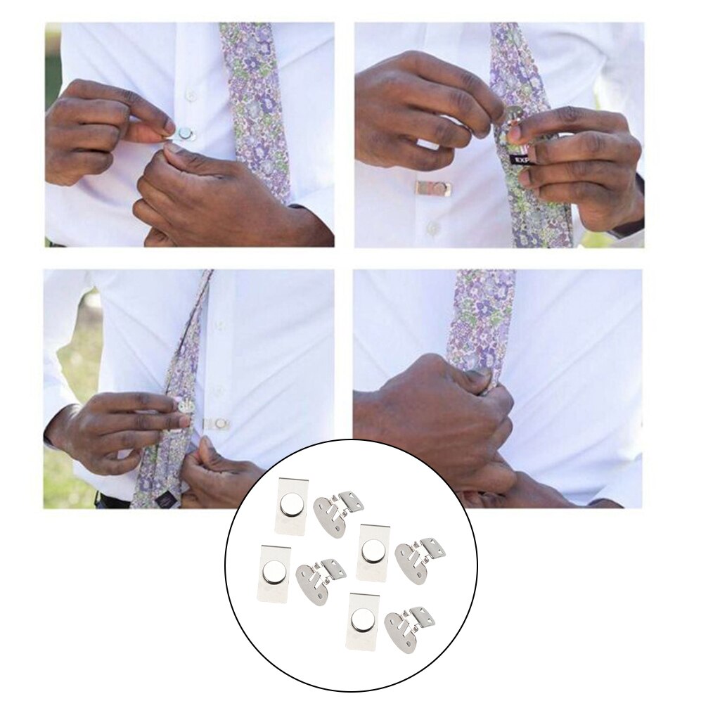 8Pc Tie Blijven Clips Onzichtbare Magnetische Rvs Anti-Rimpel Anti-Drijvende En Anti-Swing Tie houder Clips