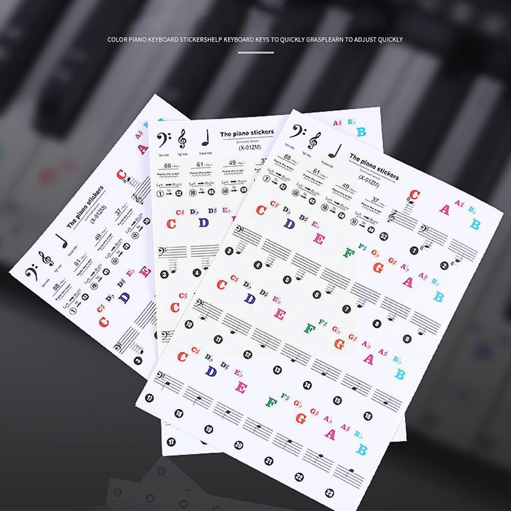 88/61/54/49 Key Color Piano Letter Notes Stickers Keyboard Stave Note Stickers Sticker Electronic Piano Key K9J5