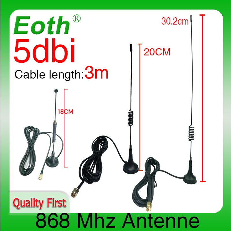 868Mhz Antenna 900 - 1800 Mhz GSM 3G 5dbi SMA Male IOT 300cm Cable 868 mhz 915 mhz antena Sucker Antenne base magnetic antennas