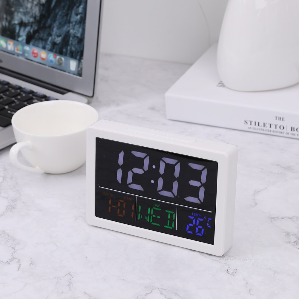 Multi-function Digital Alarm Clock LED Luminous Brightness Adjustable Temperature Humidity Meter Student Study Desk Clock