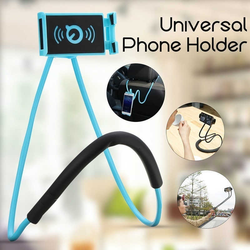 Flexible lazy neck stand phone holder with pendant neck and Halter with mobile phone holder and necklace