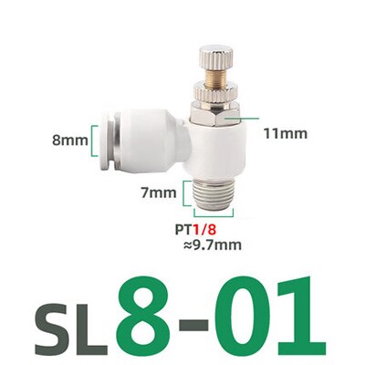 SL pneumatic quick coupling hose 4 6 8 10 12mm M5" 1/8" 1/4" 3/8" 1/2 air speed adjustment control valve acceleration valve: SL8-01