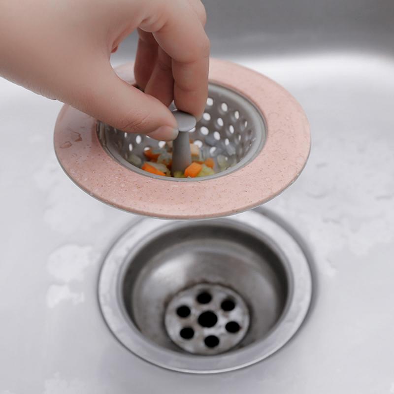 Filtro de cocina baño ducha drenaje cubierta de sumidero de fregadero Filtro de desagüe para pelo silicona trigo paja colador limpieza herramientas