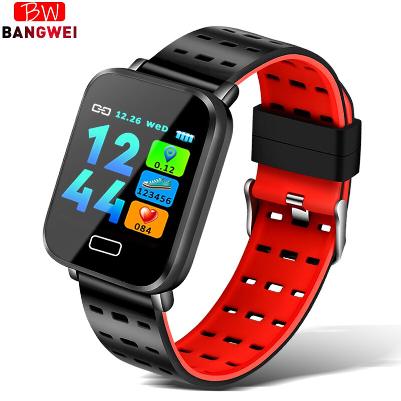 Smart ur herre blodtryk pulsmåler milanesisk rustfrit stål smart armbånd sport fitness tracker smart armbånd: Rød