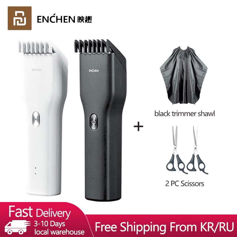 Xiaomi ENCHEN Hair Trimmer For Men Kids Cordless USB Rechargeable Electric Hair Clipper Hairs Cutter Machine With Scissors Shawl
