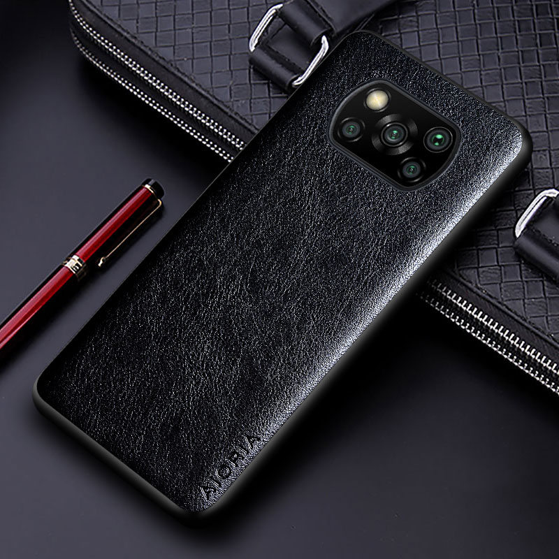 Luksuriøst pu-skinndeksel til xiaomi poco  x3 nfc  x3 pro med ensfarget forretningsdeksel til xiaomi poco  x3 pro: For poco  x3 / Svart