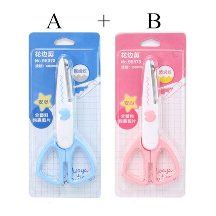 2Pcs Laciness Schaar Metalen En Plastic Diy Foto Snijder Papier Scrapbooking Kant Gekarteld Wave Kant Craft Briefpapier Schaar: C