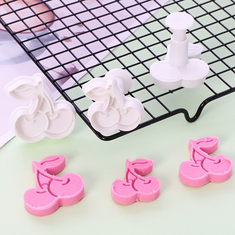 3 Stuks Fruit Cakevorm Figuur Cherry Druif Fondant Chocolade Cookie Cutter Mallen Keuken Koekjes Bakken Decorating Tool Supply
