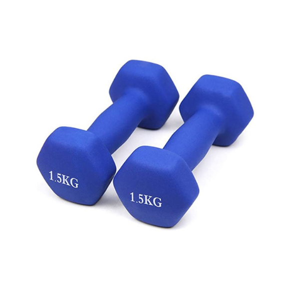Pesa - Mancuerna vinilo 1.5 kilo ABADIA Ejercicio Fitness - Pesas Cortas - Anti-Rodadura - Antideslizante - Hexagonales | Entrenamiento en Casa y Gimnasio (1.5 Kg) Fitness Tonificar y aumentar masa muscular Deporte