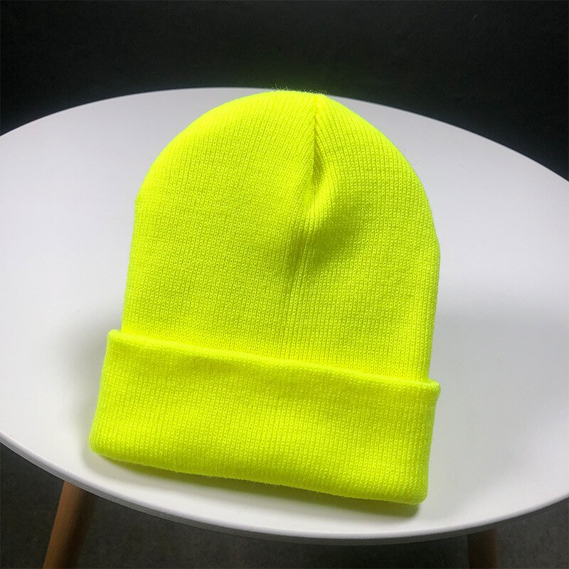 Otoño e Invierno clásica hombres y mujeres con el mismo color fluorescente línea cap tejido sombrero lana hip hop sombrero