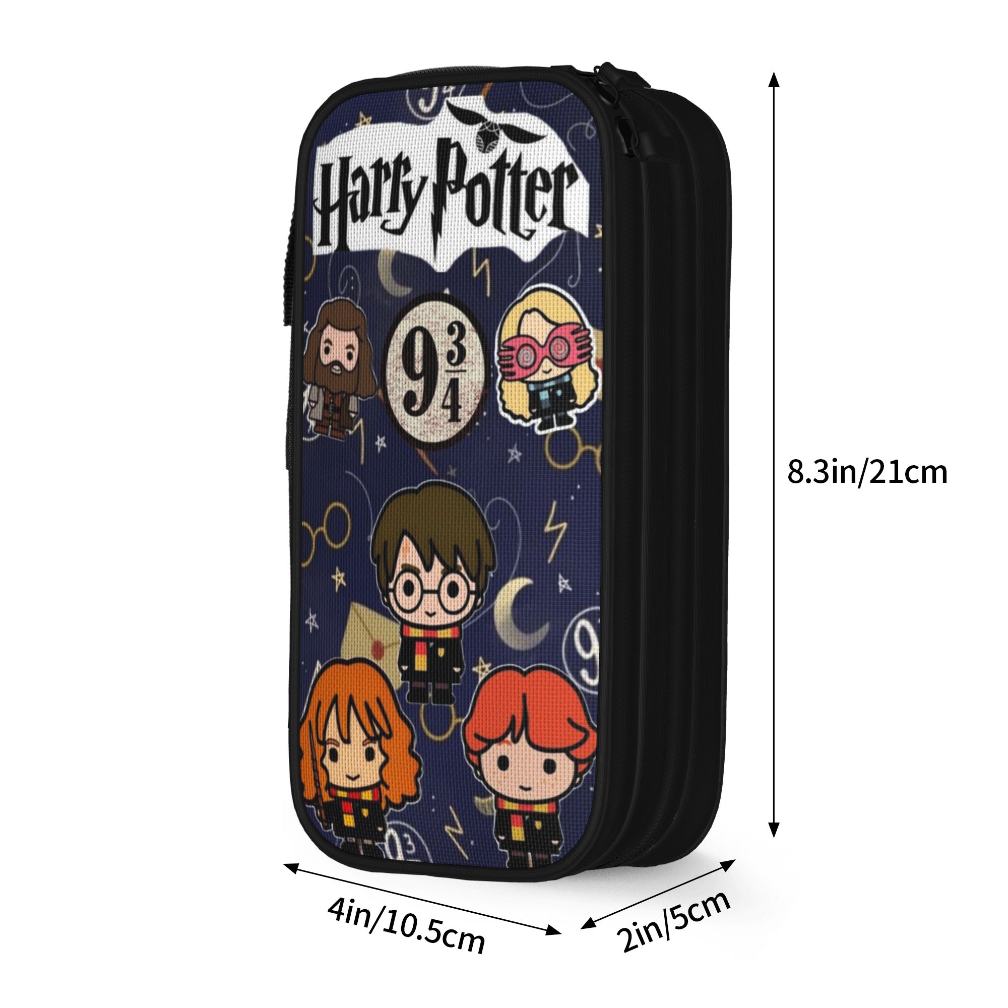 H-HP-P Harry Potter etui dubbele laag grote capaciteit schoolaccessoires pennenkoker: Donkergrijs