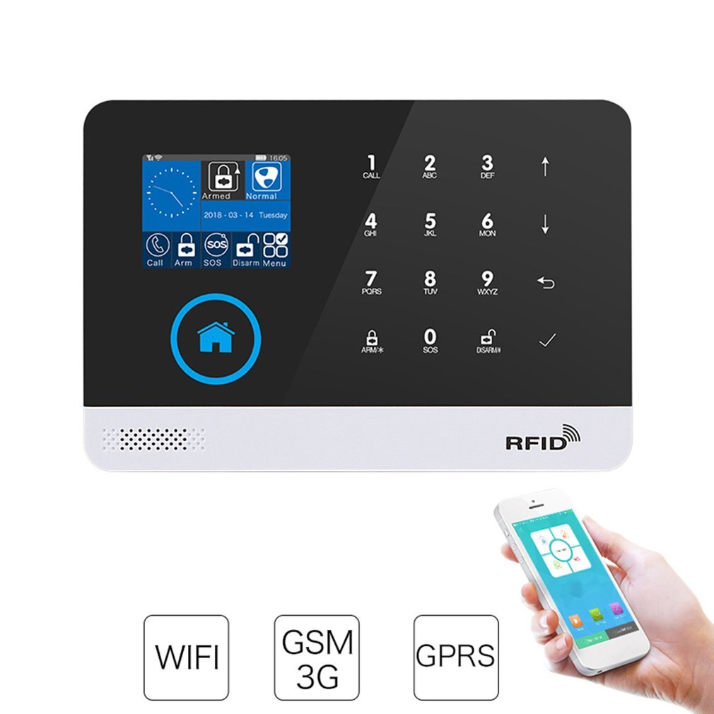 WIFI+GSM Alarm Host LCD Display Touch Keypad Support 3G SIM Card Phone APP Control Security Alarm System