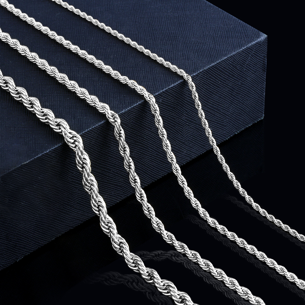 Stainless Steel Rope Chain Necklace Twisted 2/3/4/5/6/7 Width for Men and Women Gold Silver Jewelry