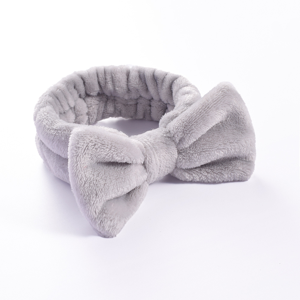 Diademas para el pelo para lavar la cara, diadema con lazo de lana Coral suave y cálida para mujeres y niñas, turbante, accesorios para el cabello de: Gris