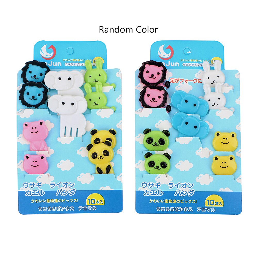 10pcs/pack Cute Animal Farm Fruit Fork Bento Lunches Toothpick Mini Snack Dessert Food Fork for Children Lunches Party Decor