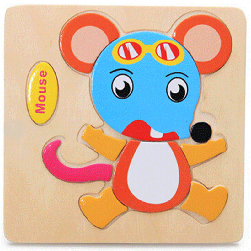 holz 3D Puzzle Puzzle Holz Spielzeug Für Kinder Cartoon Tier Puzzles Intelligenz Kinder Kinder Pädagogisches Spielzeug: Mouse