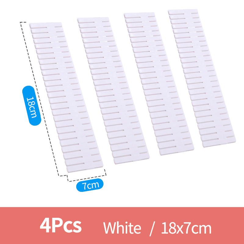 2/4Pcs DIY Adjustable Storage Partition Board Plastic Drawer Divider Free Combination Partition Board Space-saving Division Tool: 4pcs white 18x7cm