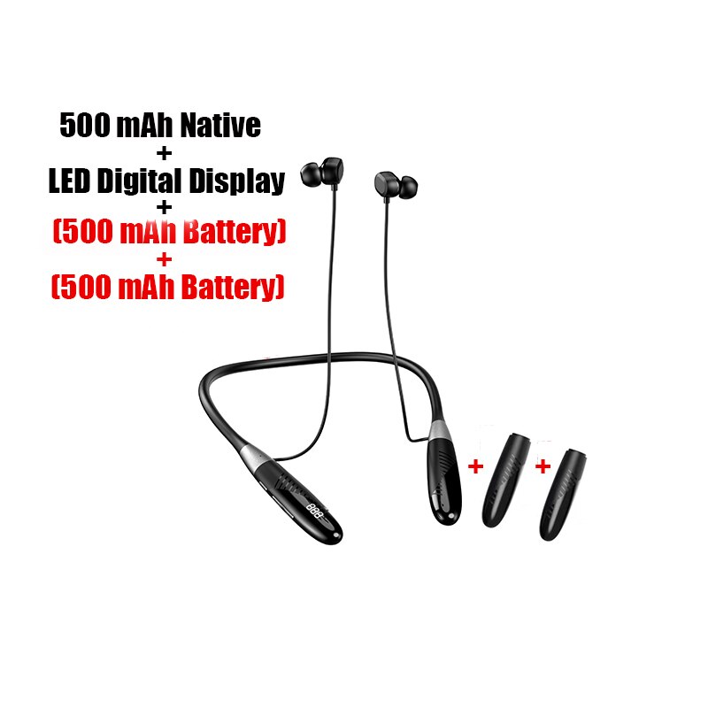 200 godzin bezprzewodowe słuchawki Bluetooth HiFi słuchawki basowe magnetyczny pasek z pałąkiem na kark sportowy zestaw słuchawkowy wodoodporne słuchawki douszne wymienna bateria: standard 2