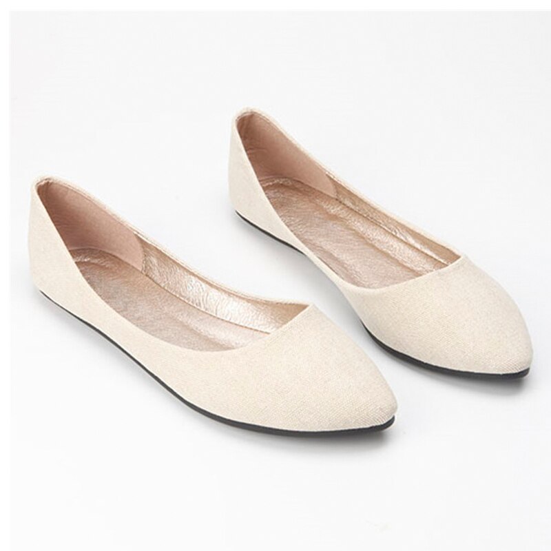 CEYANEAO Summer Breathable Pointed Flat Shoe Women's Shallow Comfortable Boat ShoeE2091