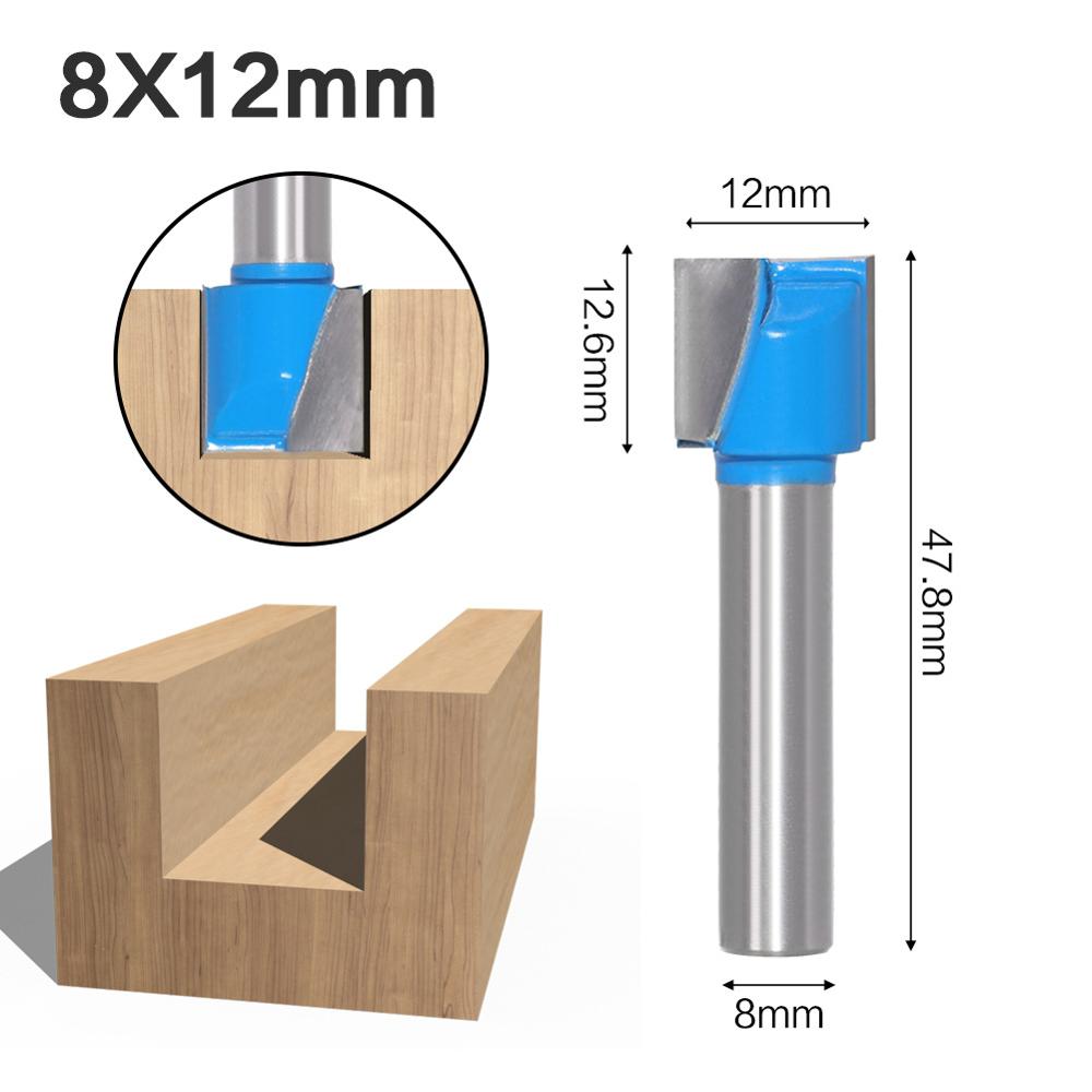 1pc 8mm Shank Surface Planing Wood Milling Router Bits 16 Sizes Bottom Clear Wood Cutting Router Bit 10mm-32mm: NO3 8x12