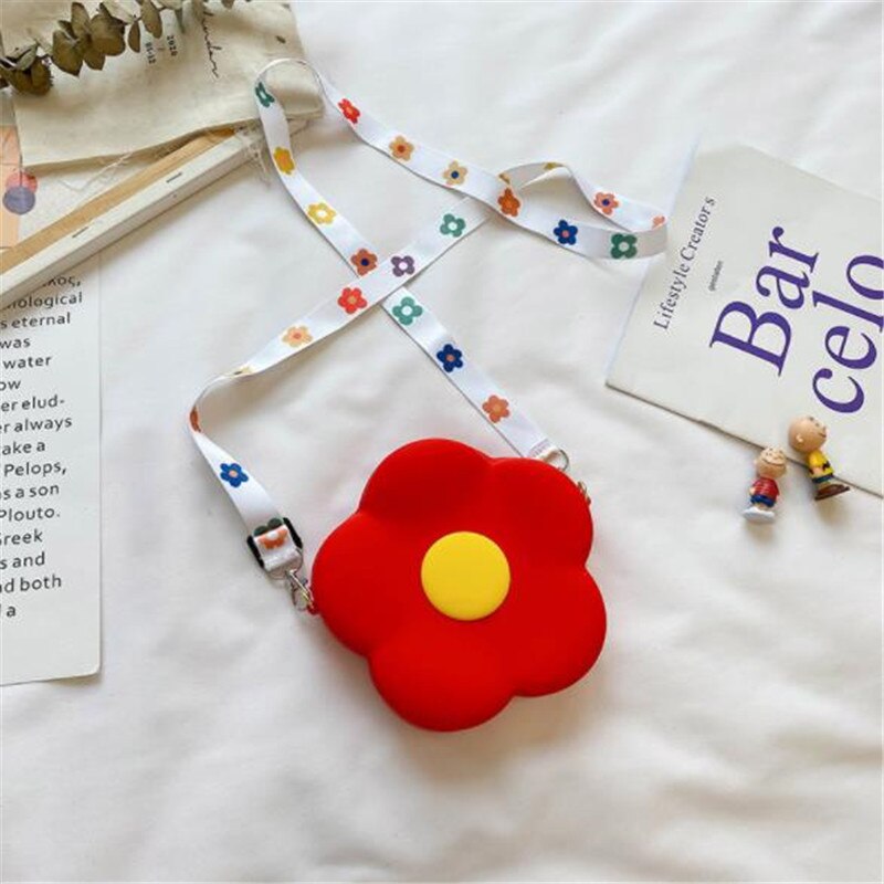 1Pcs Silicone Leuke Bloem Kinderen Tassen Portemonnee Prinses Zak Voor Baby Gril Party Beach Zomer: L red